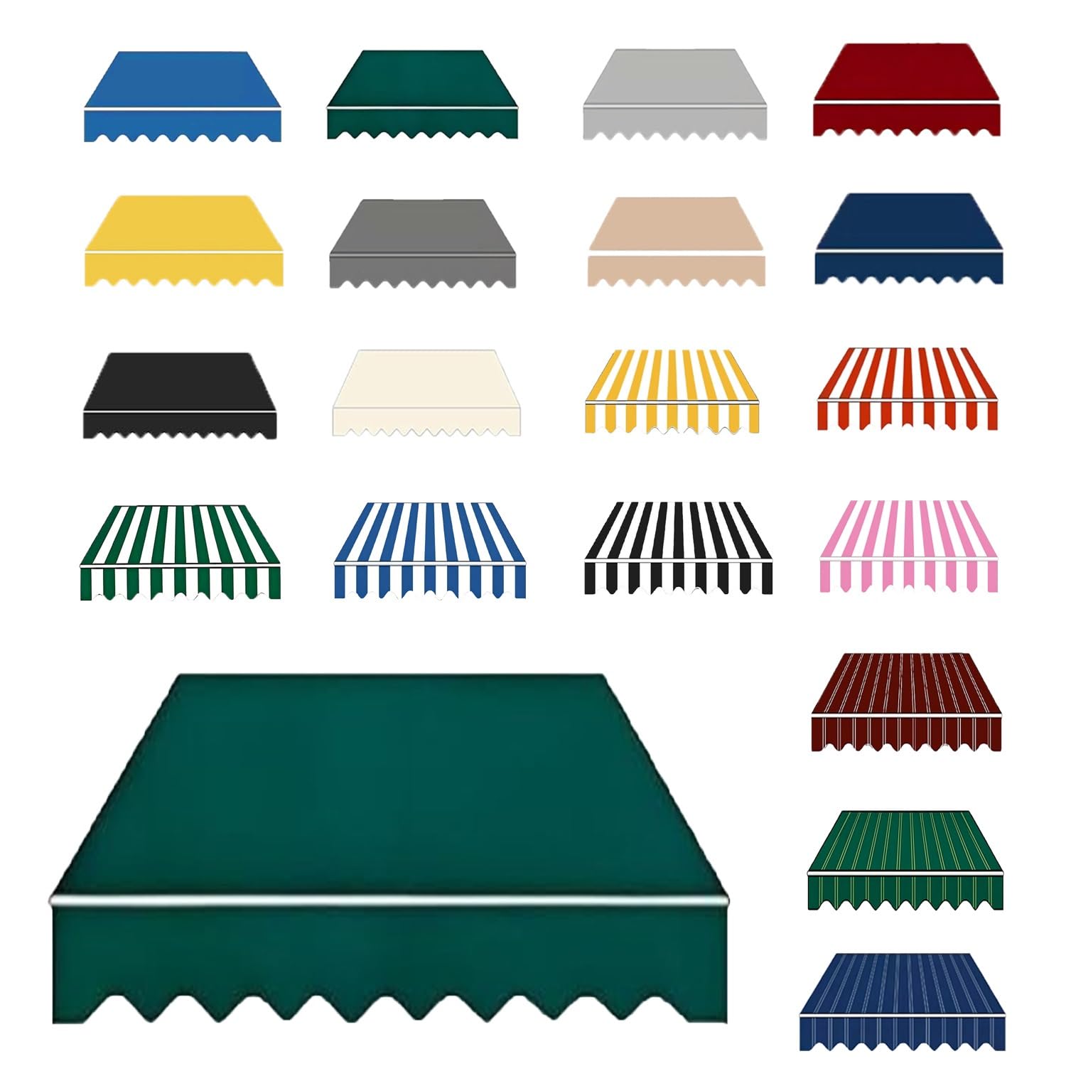 Awning Waterproof Fabric Replacement, 2 3.5 3.8 5 6 m Polyester Canopy Cover for Deck Backyard Garden Balcony, Many Sizes Sun Shade Canvas Cloth with UV Protection(Green,B4.5mxH2.5m)