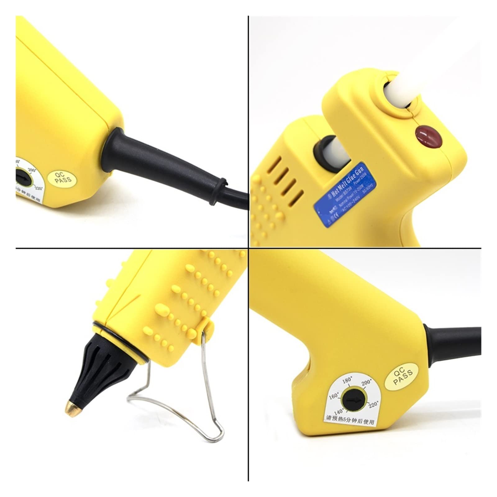 Pistolet do Kleju, Pudełko na pistolet do klejenia 200W 250W Pistolet do klejenia na gorąco Regulowana temperatura Pistolet z klejem termicznym z długą dyszą Profesjonalny zestaw narzędzi(200W)