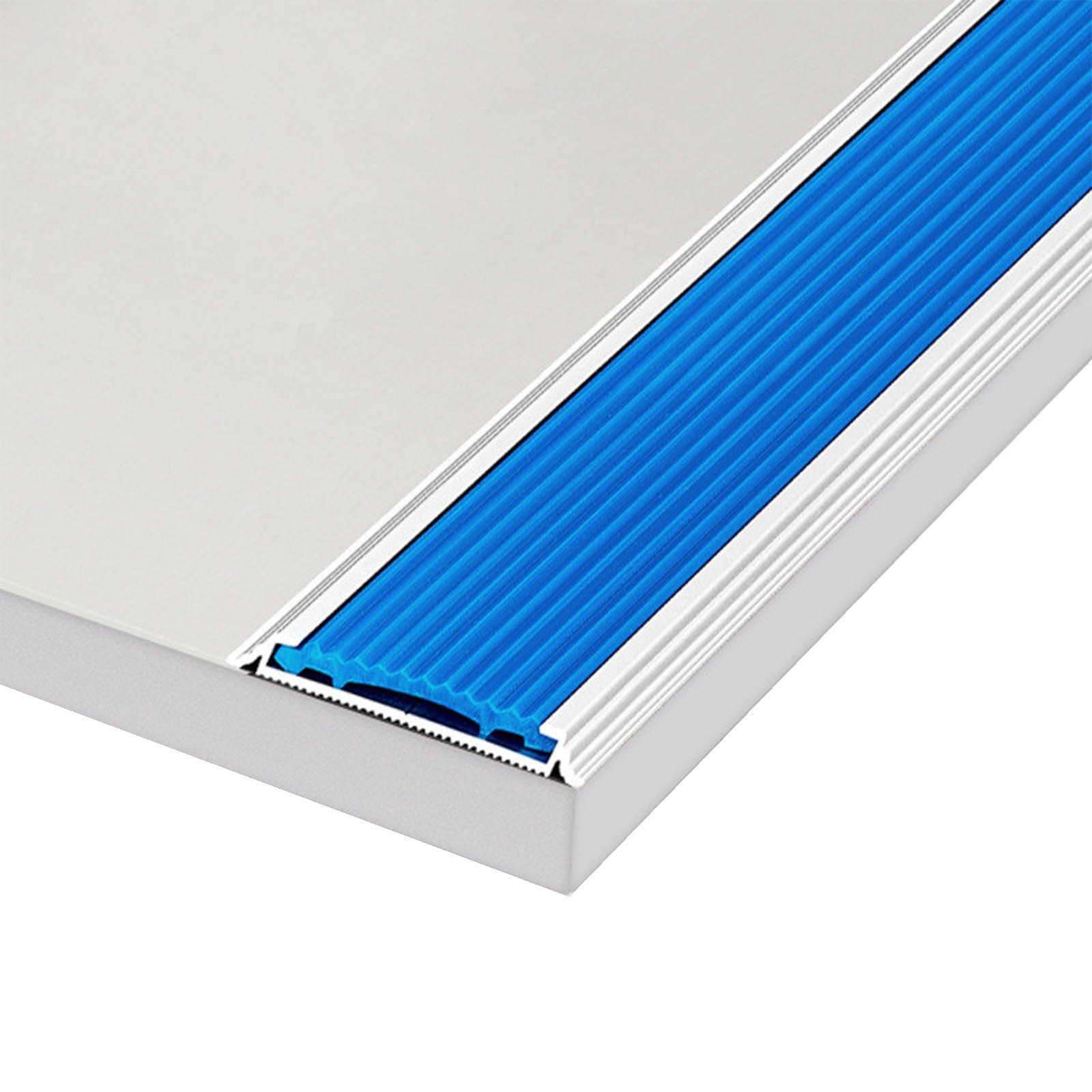 YLLFFLL Aluminum Stair Nosing Edge Trim with Rubber Edging, Non-Slip Stair Edge Protector for Homes/Schools/Hospitals, Stair Edge Safety Strips(Blue,2.3m/7.5ft)