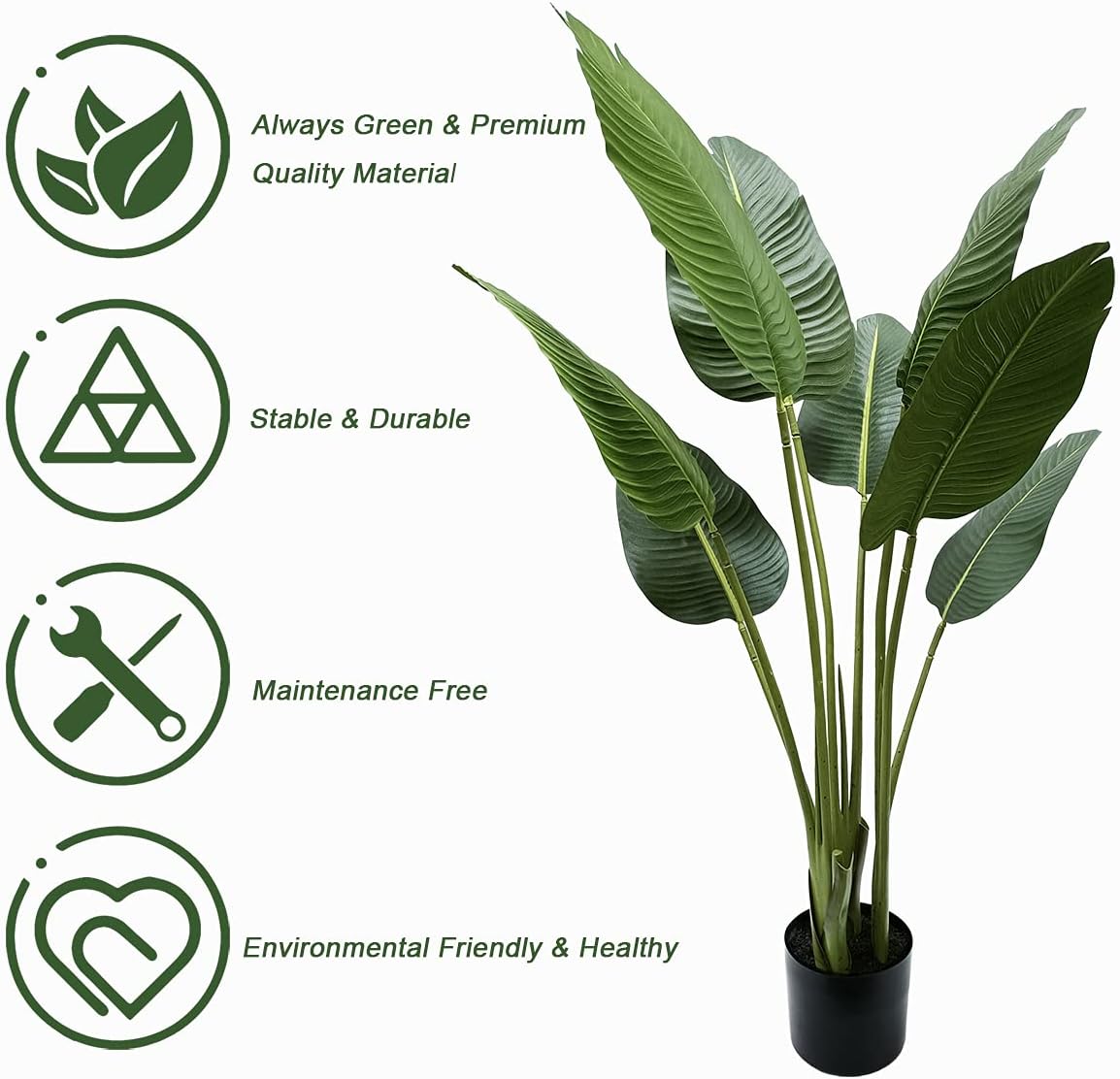 Artificial Birds of Paradise Plant Fake Banana Leaves Faux Banana Travelers Palm Tree for Home, Office, Living Room, Kitchen, Bedroom, Balcony Decor, Indoor Outdoor Perfect Housewarming Gift.
