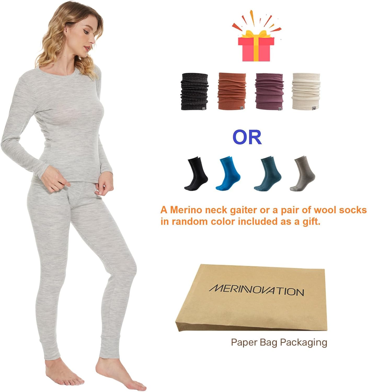 MERINNOVATION Merino Wool Base Layer Set for Women 100% Merino Wool Thermal Underwear Sets Lite - Midweight Top, Bottom - Image 3