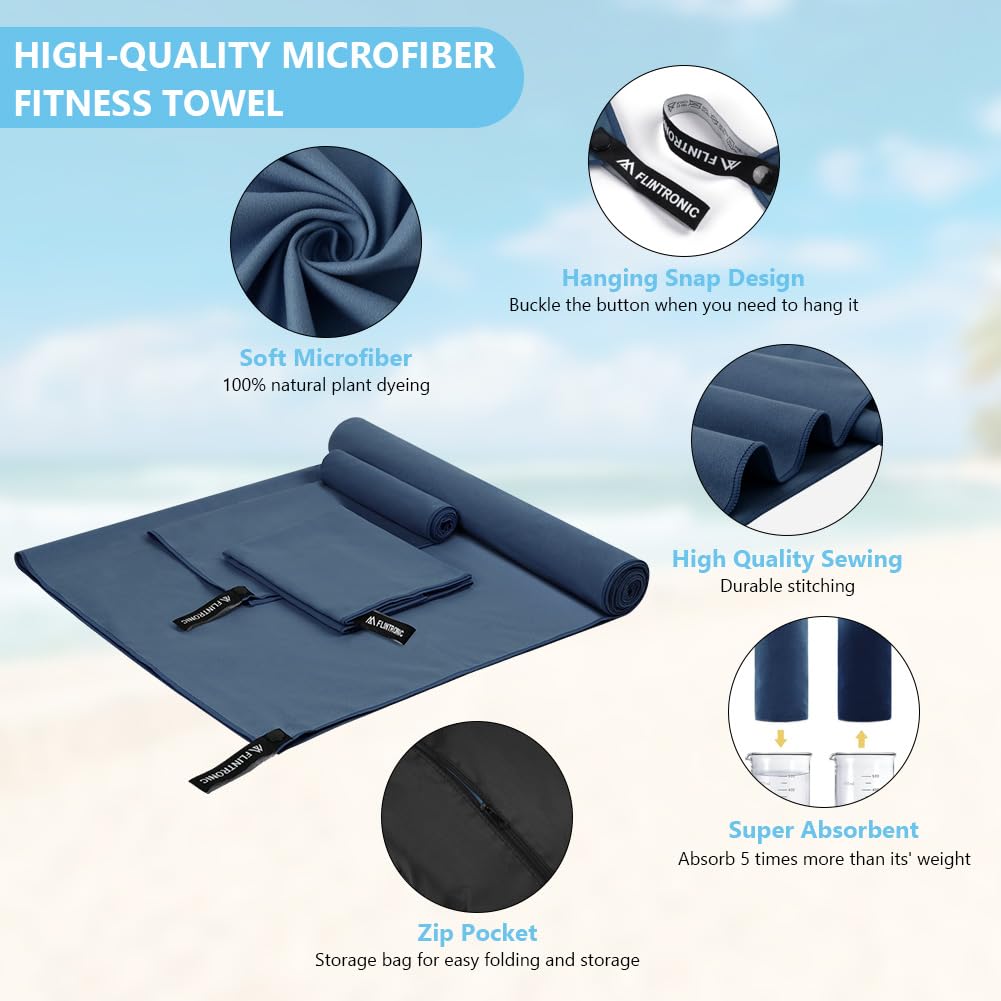 flintronic 3 Pack Microfibre Towel, Microfibre Travel Towel, Lightweight Absorbent, Ultra-lightweight & Fast Drying - Image 4