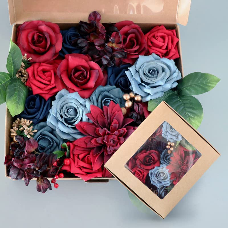 MONOGUE Artificial Flowers Combo Box ,Silk Fake Artificiales Flower for DIY Wedding Cake Topper Floral Arrangements,Faux Flower Centerpieces for Table Home Decor (color 7)