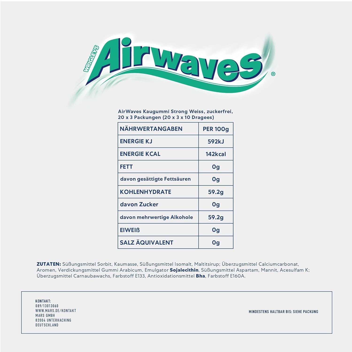 Airwaves Kaugummi Zuckerfrei, Strong Gum, 30 x 12 Dragees, Großpackung Chewing Gum, Kaugummi ohne Zucker mit Minz Frische (360 Dragees)