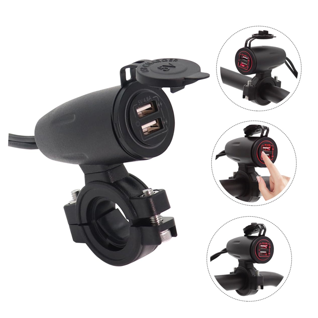 Gatuida 4.8a Cargador USB para Moto Doble Puerto USB Cargador Rápido para Teléfonos Inteligentes Compatible Motocicletas y Vehículos de Recreo Incluye Tapa de Protección