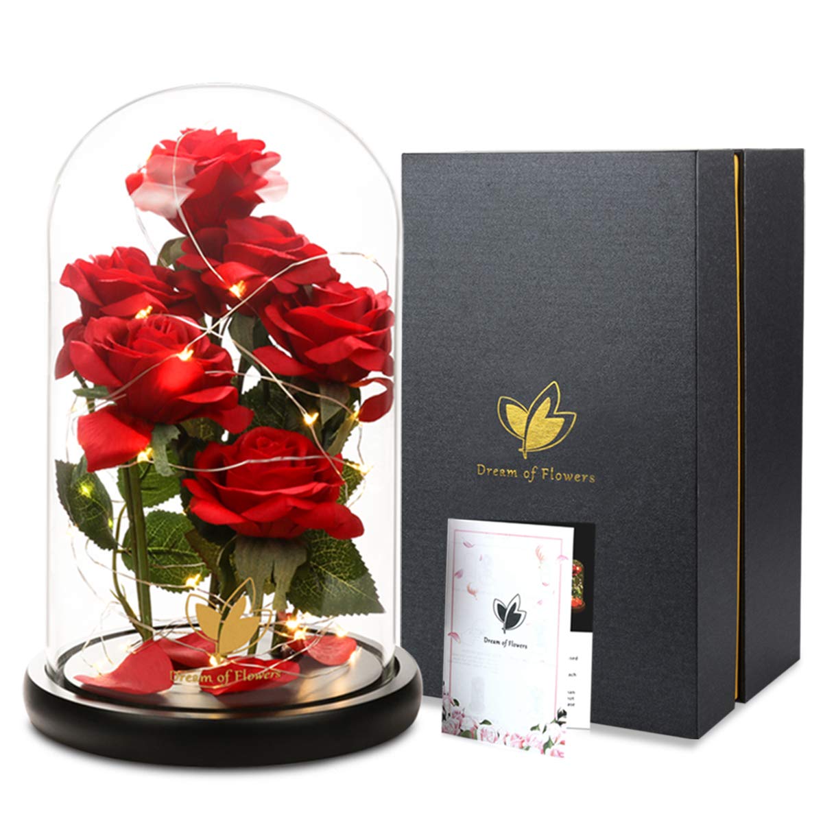 Sponsored Ad - Christmas Flowers Gifts for Women,Beauty and The Beast Rose,Artificial Silk Rose Preserved Forever in Glass Dome,Anniversary,Thanksgiving,Birthday Gifts Flower Roses Gifts for Mom Wife Girlfriend