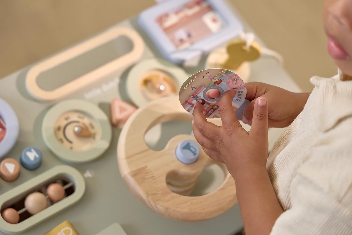 Little Dutch Aktivitäten Lenkrad - Lernaktivitätsbrett aus Holz - Lernspielzeug - für Kleinkinder ab 12 Monaten - Mint