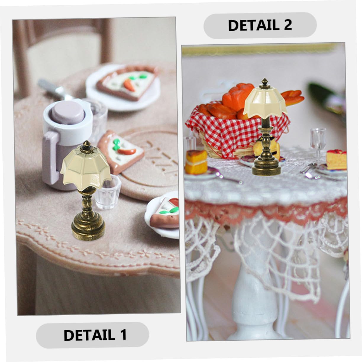 jojofuny Mini Lampe De Chevet pour Maison De Poupée Modèle De Décoration en Métal Doré avec Abat-Jour Blanc 4 Pouces Accessoire pour Mini Maisons Et Jeux Enfants