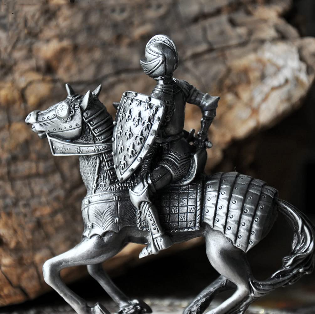 Statue de Chevalier médiéval, modèle de Sculpture de Guerrier Ornements en étain Classique Chevalier templier Chevalier croisé Cadeau de Statue