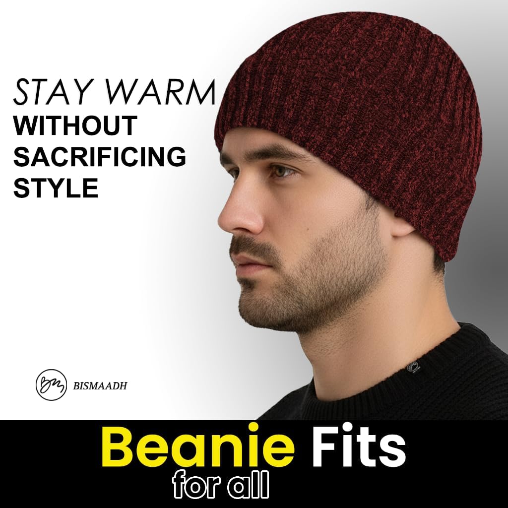 BISMAADH Winter Cuffed Beanie for Men Women Fleece-Lined Beanie Soft Warm Thick Knit Ski Thermal Cap - Image 5