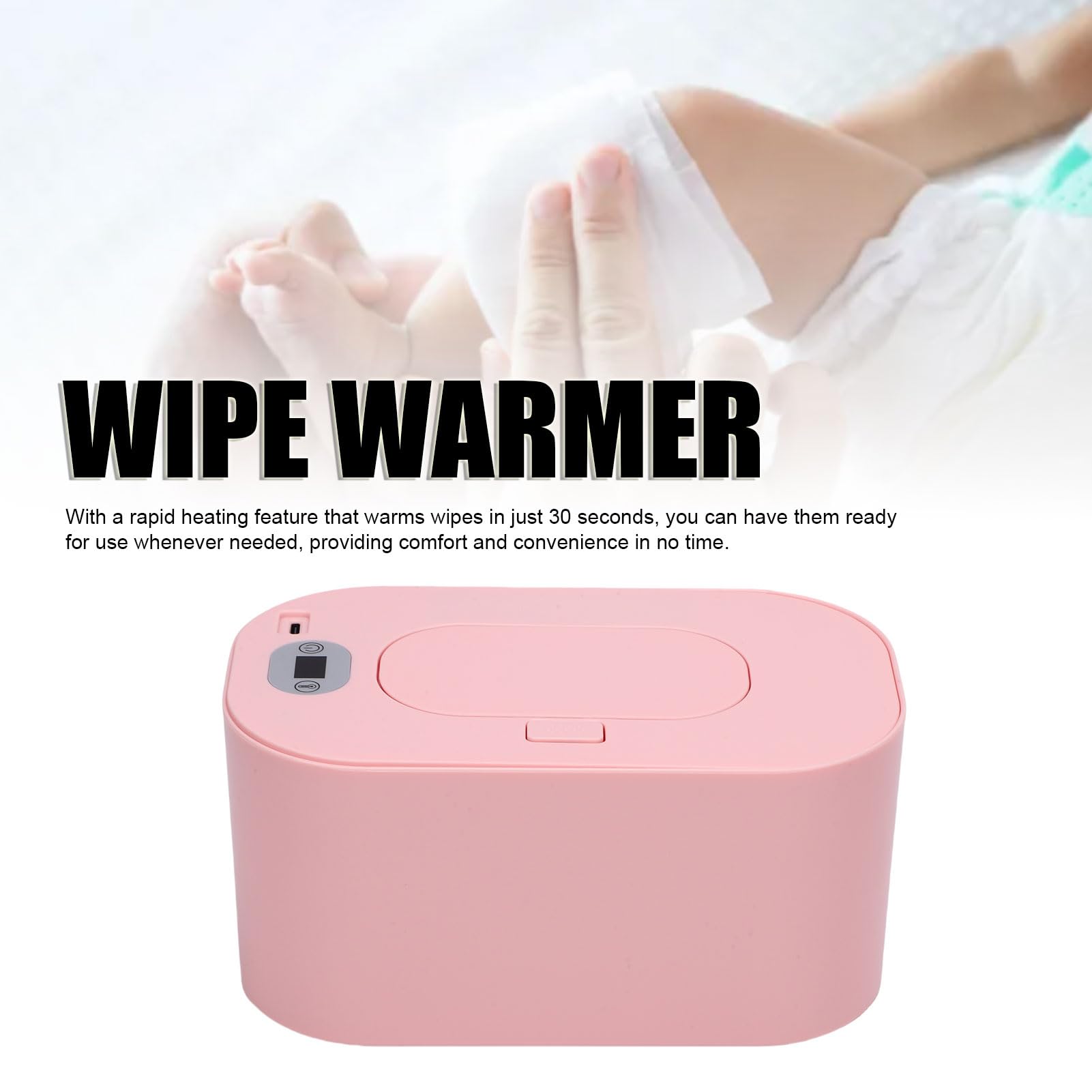 Chauffe-lingettes Portable alimenté par USB, Chauffage Rapide et Uniforme, pour la Maison, la Voiture et l'extérieur (Réglage de la température rosée)