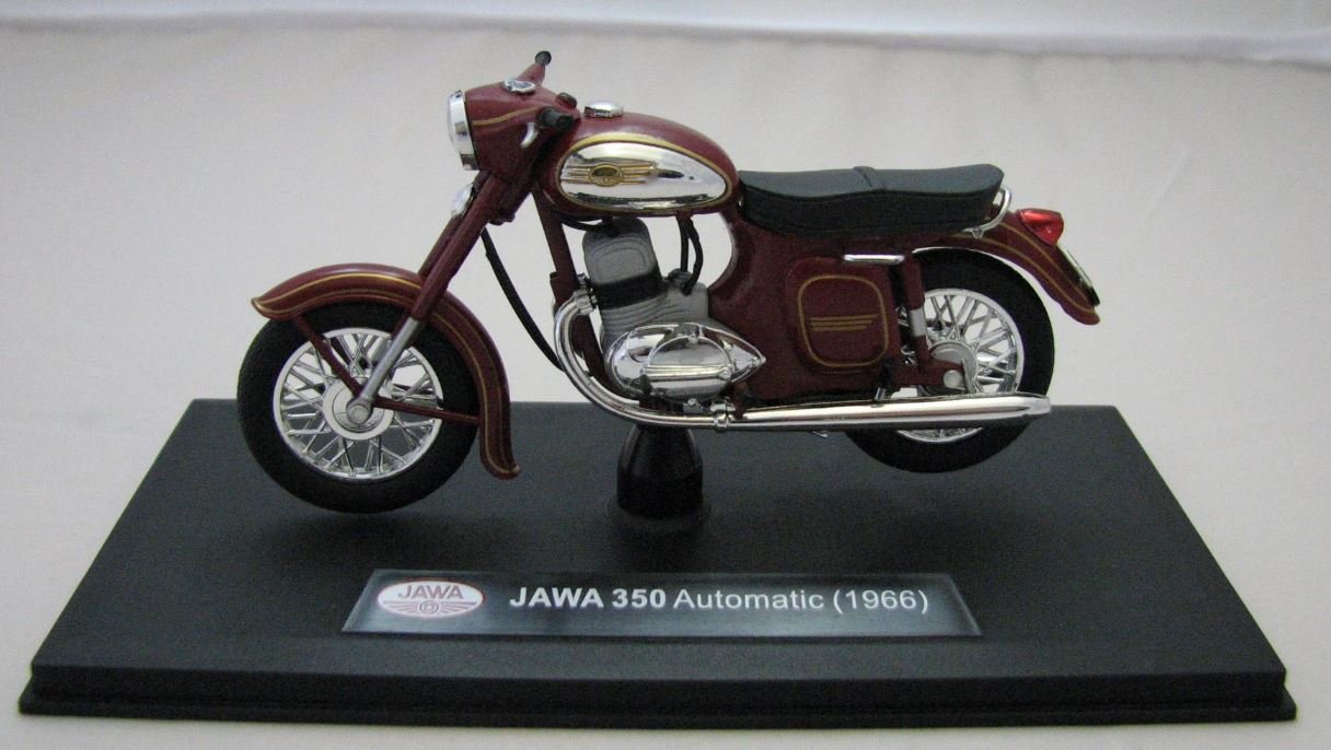 Abrex Jawa 350 Motorrad Modell 1/18 - Dunkelblaues Sammlerstück Mit Sockel