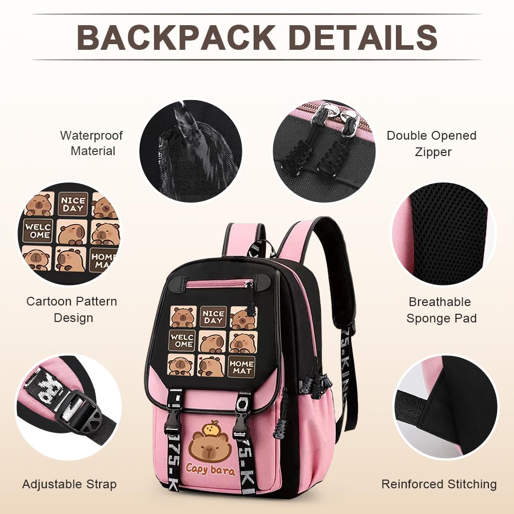 Capybara Zaino per Bambini, Zainetti per Bambini la Scuolas, Zain Zainetto Casual Leggero Elementare Borsa Zaino Viaggio Grande Capacità per Bambino Zainetto Scuola Viaggi