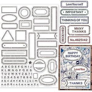 GLOBLELAND Retro Etikettenränder Silikonstempel Set