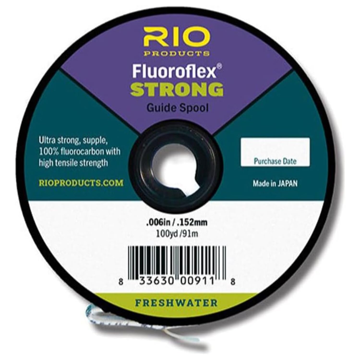 RIO Products Fluoroflex Strong Tippet, 100% Fluorocarbon Fly Fishing Tippet for Trout, Abrasion Resistant, Strong, & Knot Friendly, 100yd Guide Spool