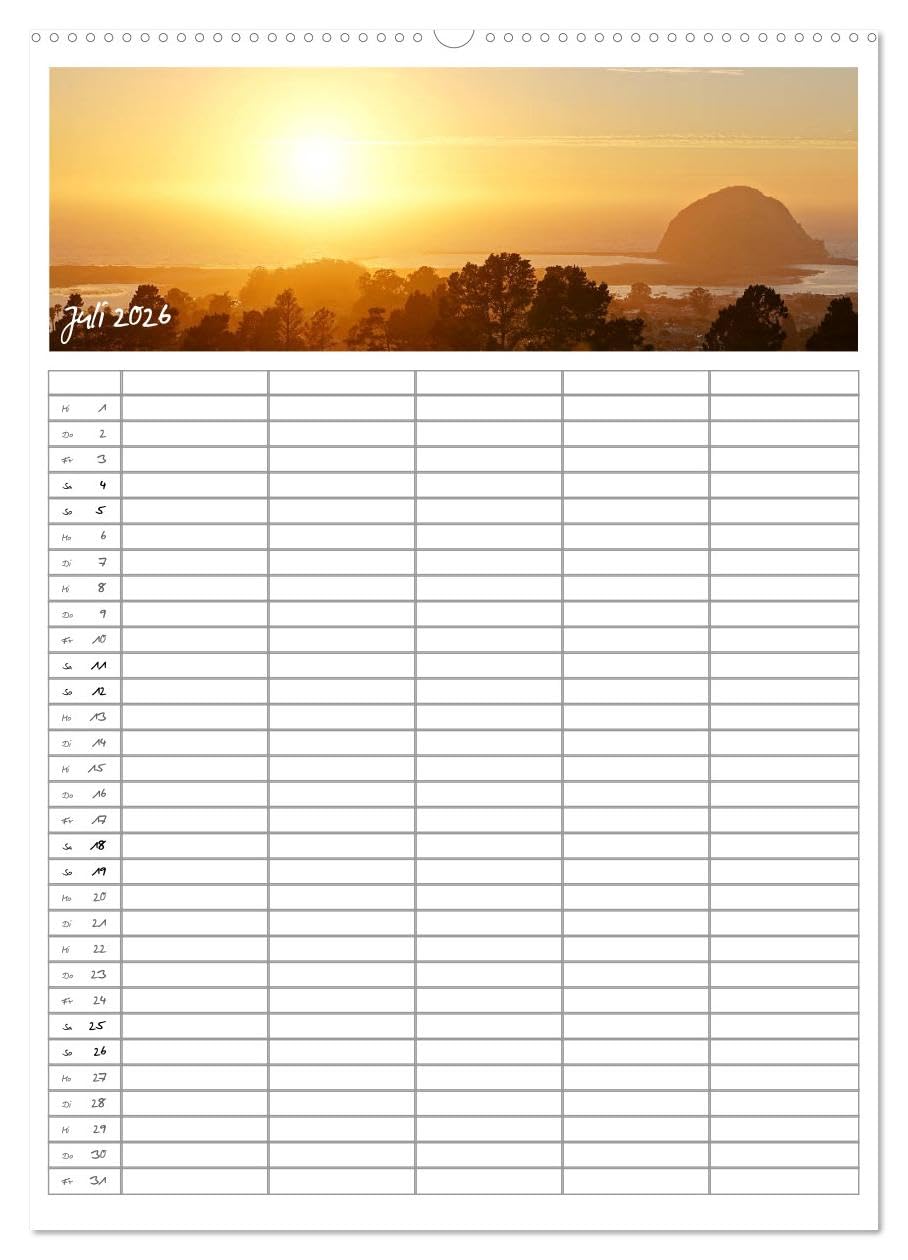 Kalifornien - Familienplaner 2026 (hochwertiger Premium Wandkalender 2026 DIN A2 hoch), Kunstdruck in Hochglanz: Familienplaner Kalifornien (CALVENDO Orte)