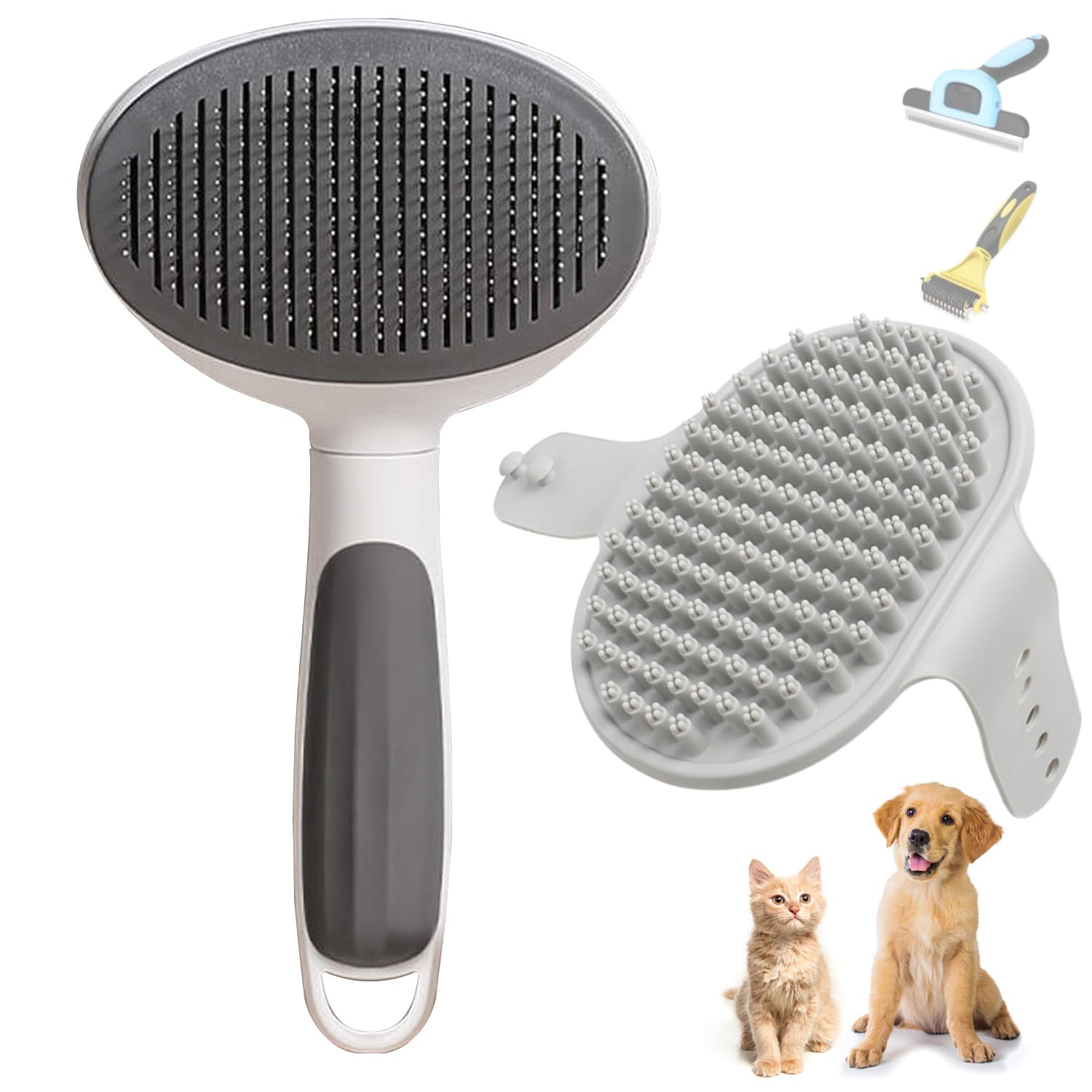 Maddity Cepillos Perro y Gatos - Peine Quita Pelos - accesorios para Mascota (Set 2)