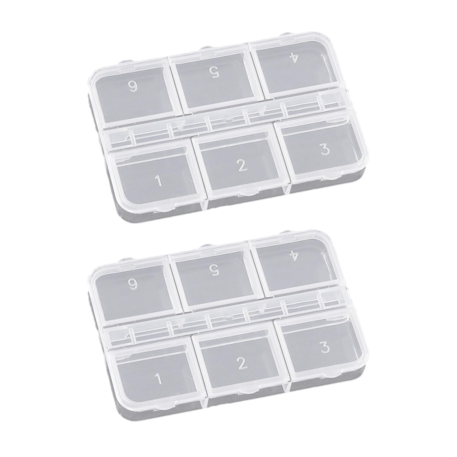 alloneslife Compact 6-Compartment, Supplies Clear Travel-Friendly Container with Dividers Portable Nails Art Supplies Container