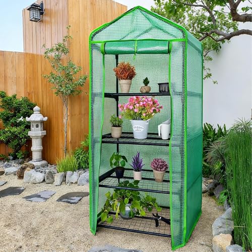 Kelived 4 Tier Mini Greenhouse - Portable Indoor Outdoor Green House with 24lbs Per Shelf, Durable PE Cover & Tool-Free Assembly for Garden Balcony Patio Backyard - Image 8