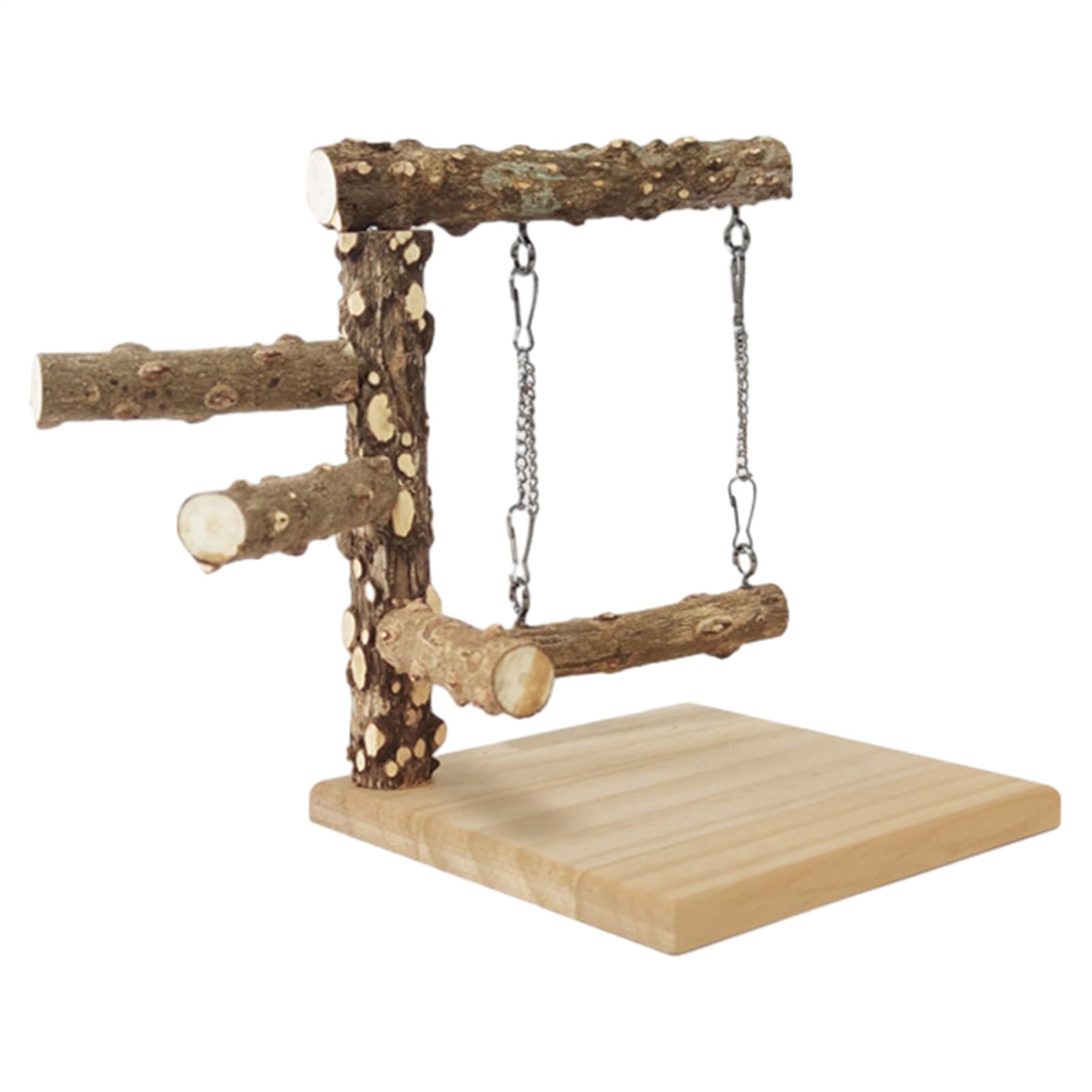 Wood Bird Playground - Parrot Playstand, Perch | Natural Branch for Small Birds, Portable Cage Toy Stand, Safe Climbing Frame for Cockatiel, Finch, Canaries Tabletop Fun Tree