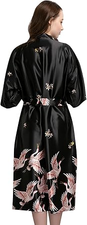 Kimono Donna Vestaglia Seta Fiori Di Geisha - Accappatoio Elegante, Pigiama, Taglie S-2XL - Foto 12