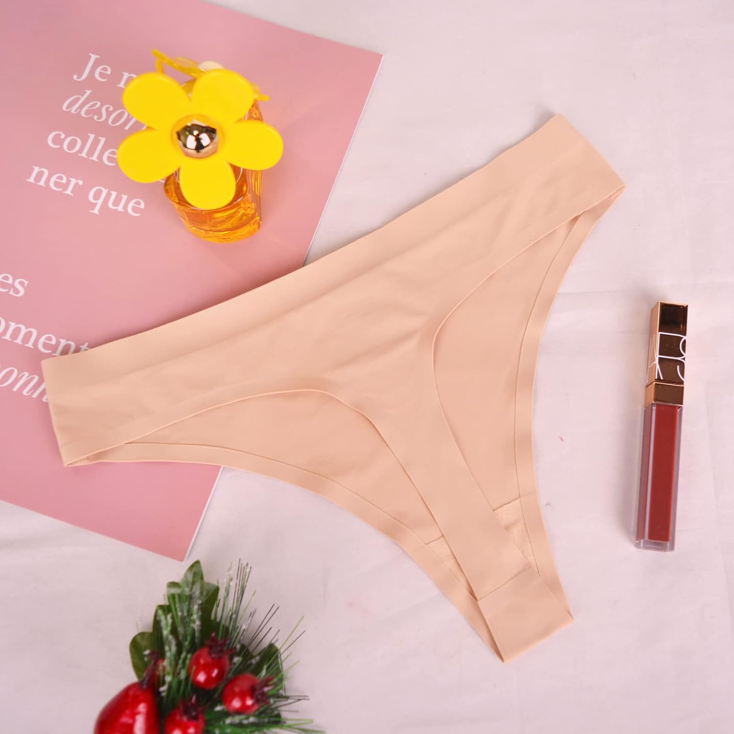 Bolivelan Seamless Thongs No Show Ladies Thong Women Underwear Sexy Panties 2 Pack - Image 5