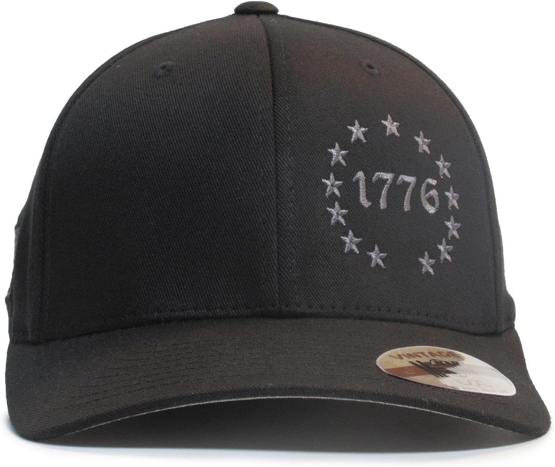 1776 Betsy Ross 13 Colonies 13 Stars 2A hat Black/Gray Cap Fit for Life Cap - Image 3