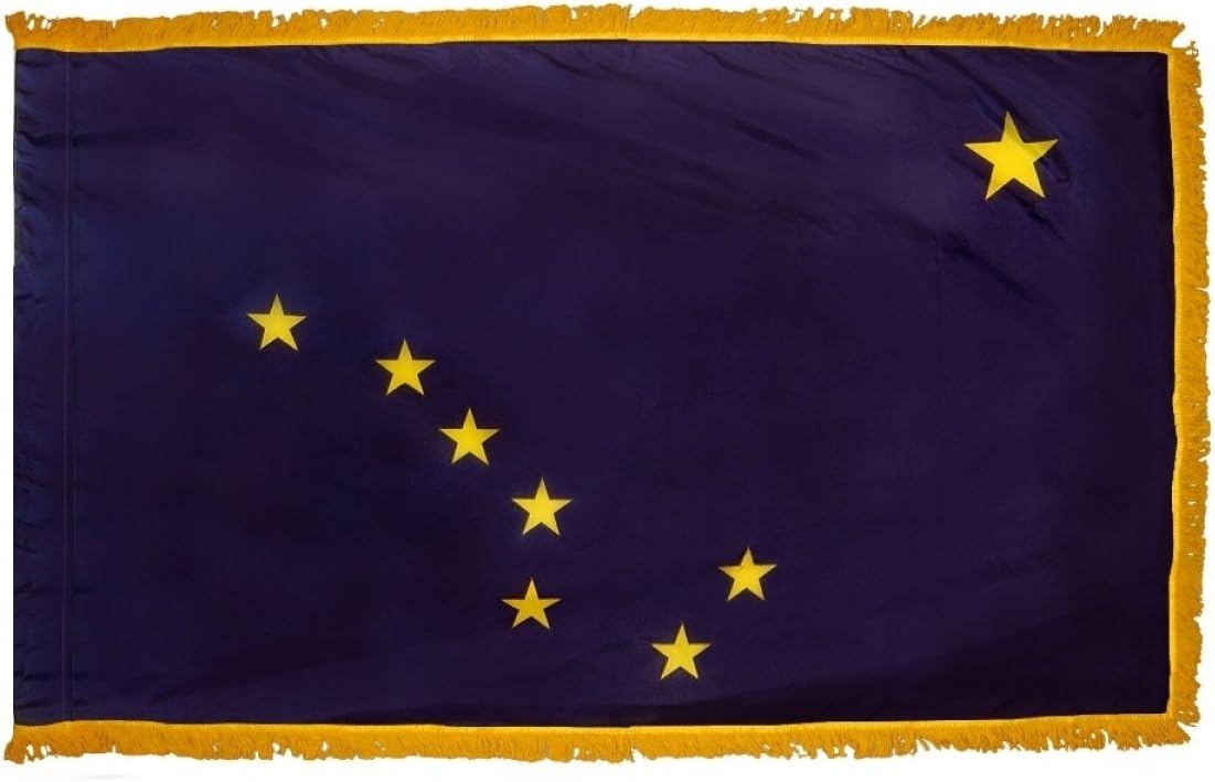 Valley Forge Alaska 3x5ft Nylon Flag with Indoor Pole Hem and Fringe