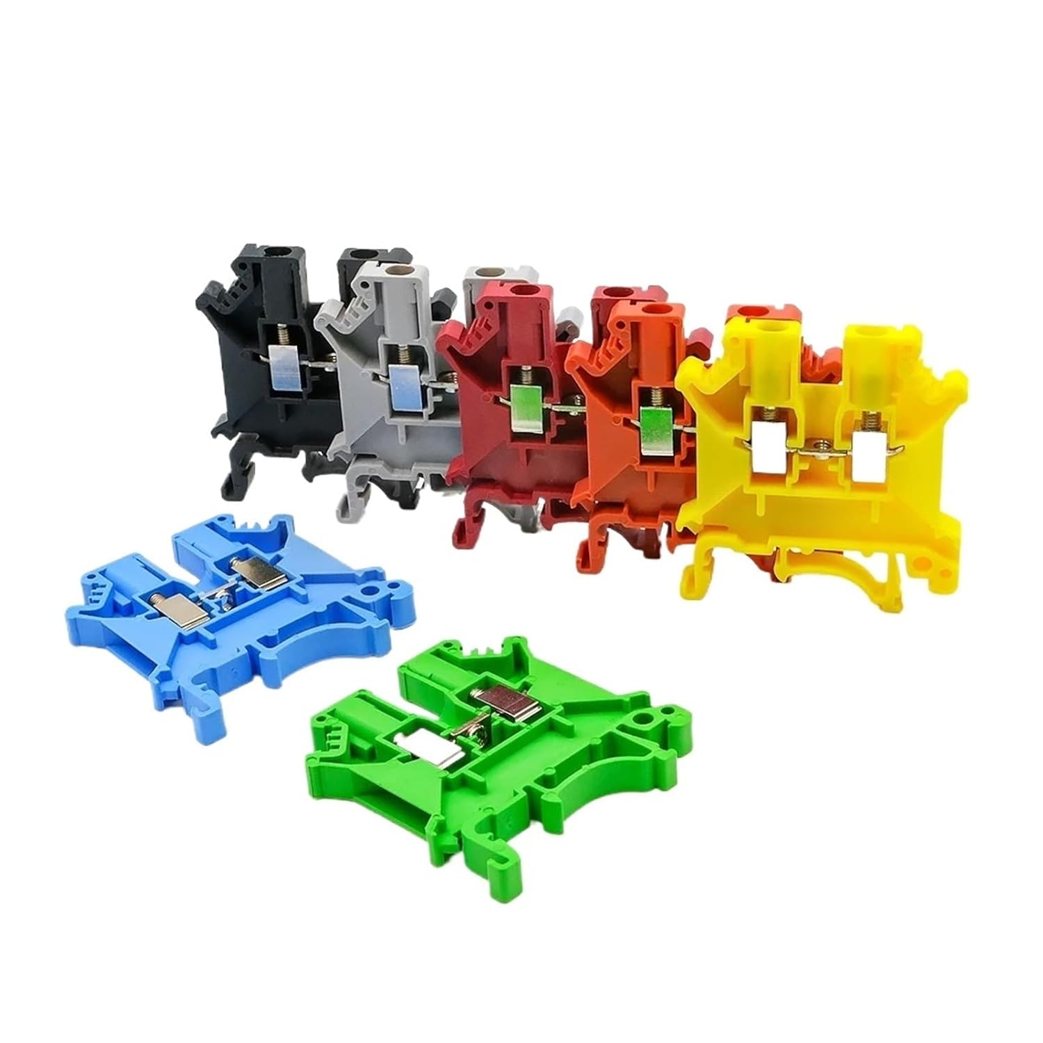 10pcs UK3N DIN Rail Terminal Blocks, 32A 500-800V Double Deck Screw Type Compact Terminal Blocks with PA66/UL94V-0(Green)