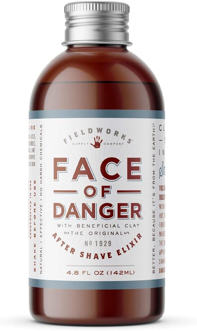 Face Of Danger Organic After Shave Lotion, Natural Aftershave Moisturizer Balm - Soothes Razor Burn and Skin Irritation, Made with Aloe, Bentonite Clay, and Calendula, 4.8 Fl Oz.