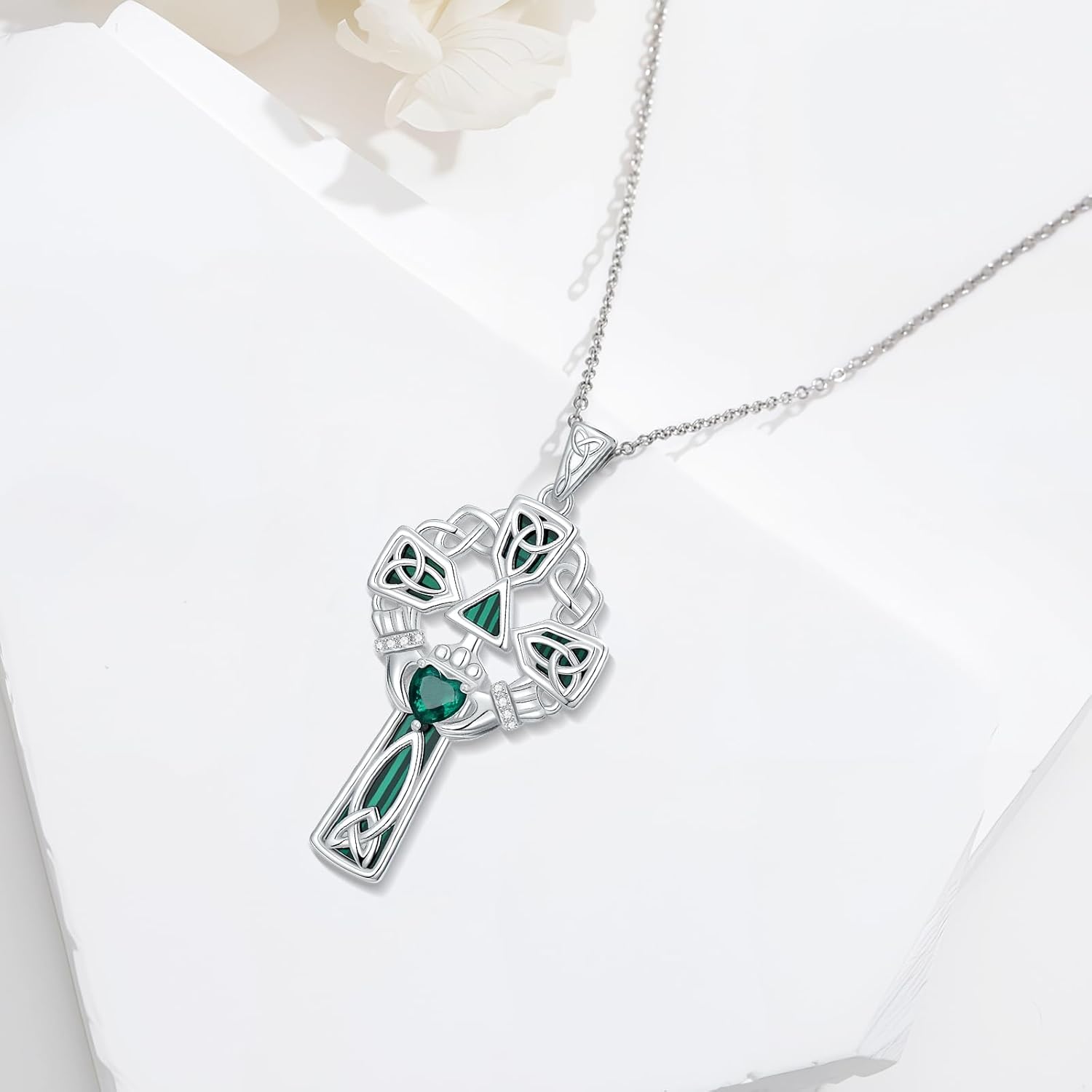 Celtic Cross/Claddagh Cross/Spiral/Couple Necklace 925 Sterling Silver Irish Knot/Egyptain Pendant Turquoise Jewelry Gifts for Women