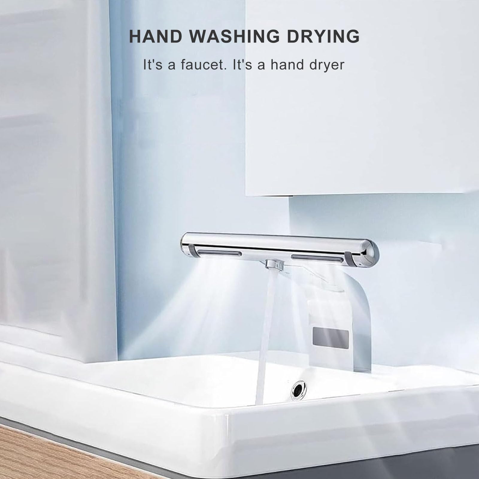 Asciugamani Con Sensore Automatico - Lavaggio E Asciugatura Mani 2 In 1, Rubinetto Per Bagno Con Filtro, Rubinetti Per Lavabo Senza Contatto, Asciugatura Rapida In 10 Secondi