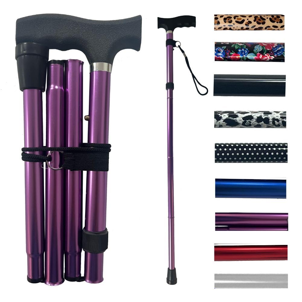 Life Healthcare Purple Walking Stick Folding And Adjustable