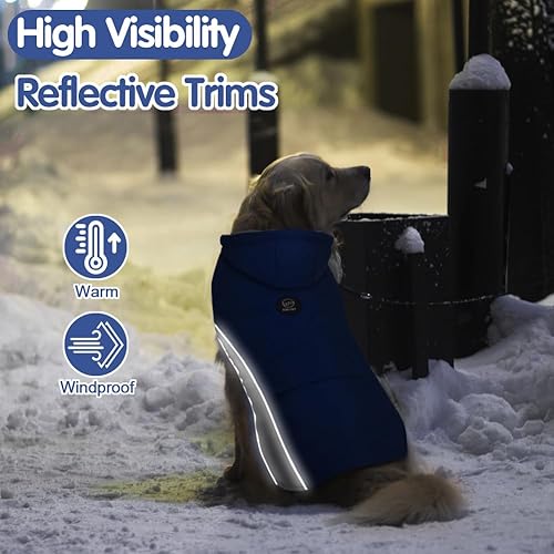 Miniatura 8 de EMUST Abrigo de invierno con capucha para perros, abrigos para perros medianos con bolsillo, chaquetas para cachorros medianos para perros medianos,