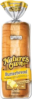Nature's Own Butterbread Sliced White Bread 20 oz Loaf - Soft Buttery Flavor No HFCS or Artificial Preservatives