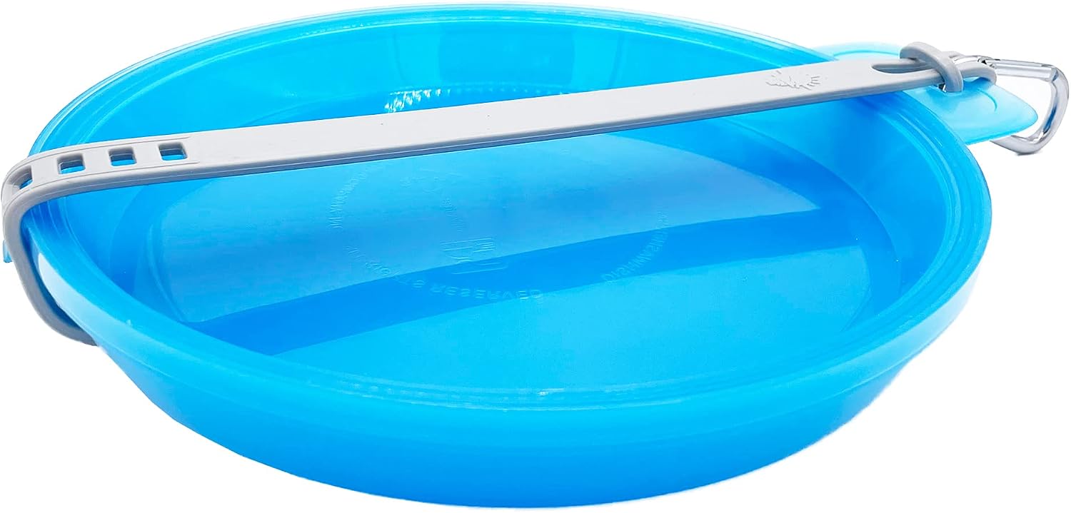Sun Company Zero Plates - 4-Pack of Stackable Nesting Plates for Camping with Silicone Strap | Dishwasher-Safe Space-Saving Travel Mess Kit | Dinnerware for Backpacking or RV (Blue Ice)