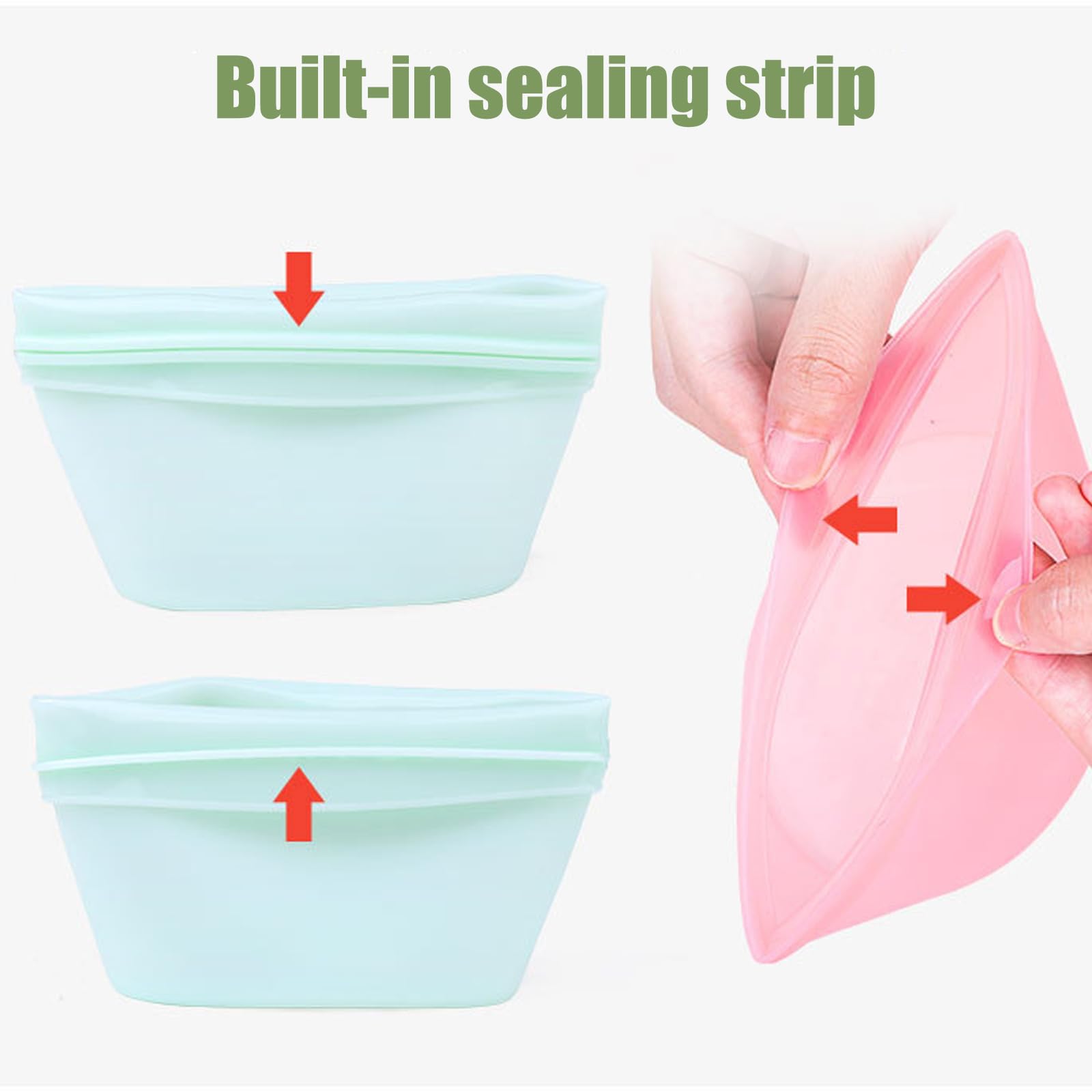 Bolsas de almacenamiento de silicona para sobras y refrigerios, 3 piezas, fáciles de limpiar y con cierre a presión, aptas para lavavajillas