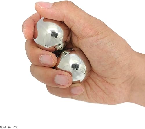 Miniatura 2 de Top Chi Bolas Baoding de acero inoxidable de 1.6 pulgadas con soporte de bambú para terapia de manos, ejercicio y alivio del estrés
