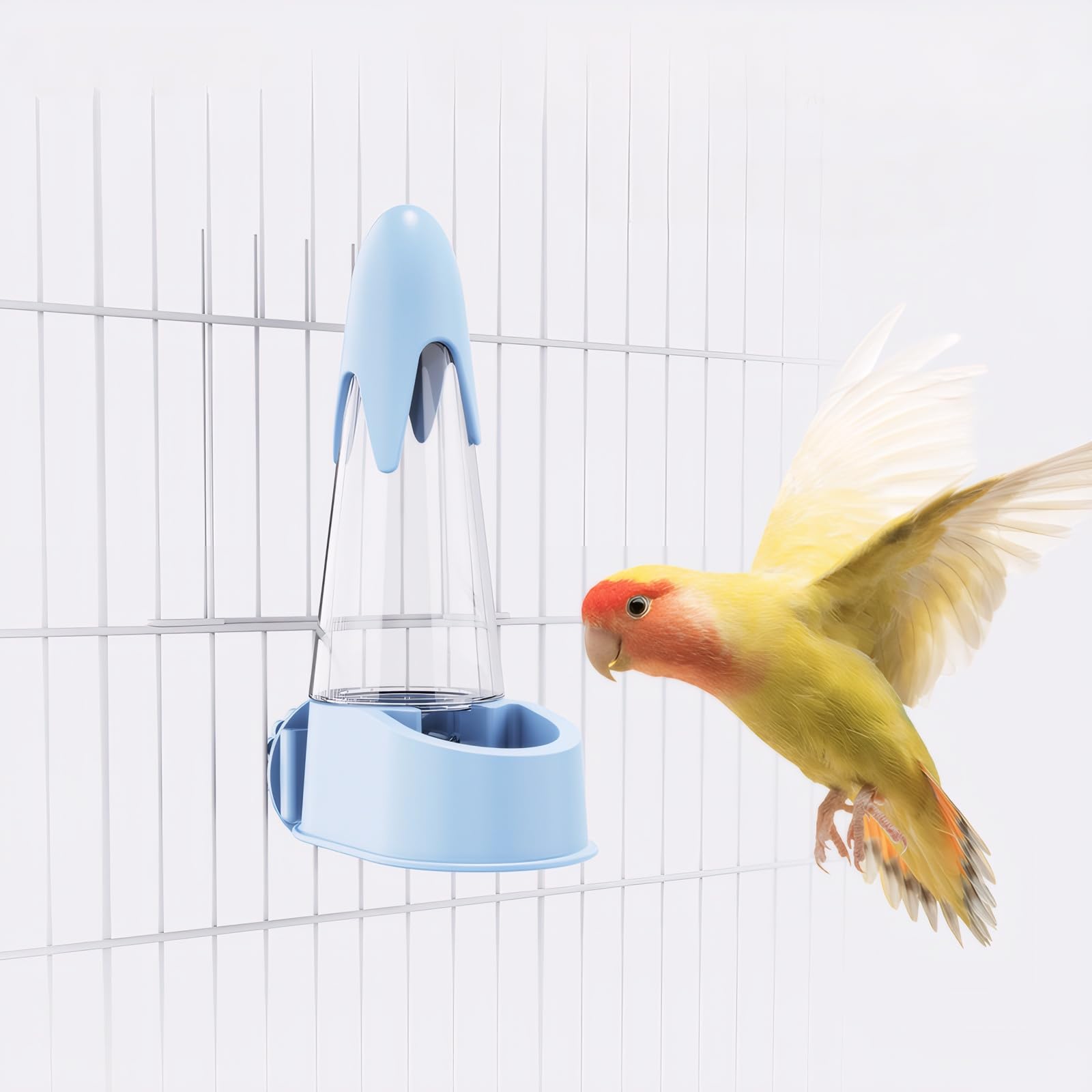 Automatic Water Dispenser for Bird Cages – Easy Clean Pet Waterer for Parrots & Small Animals (Blue, Small)
