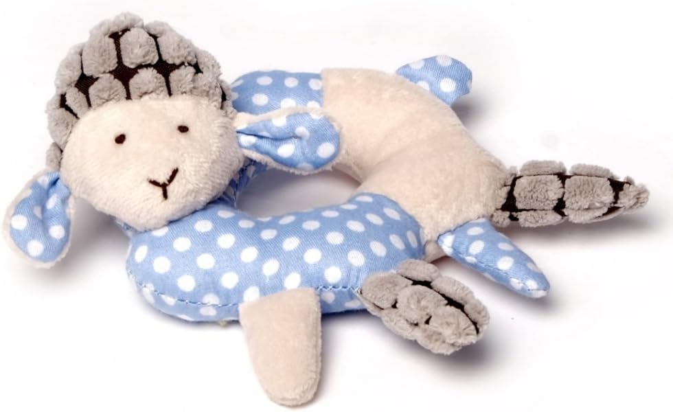 Inware mouton sweety crème/bleu-coffret graines de doudou doudou hochet, bébé bavoir