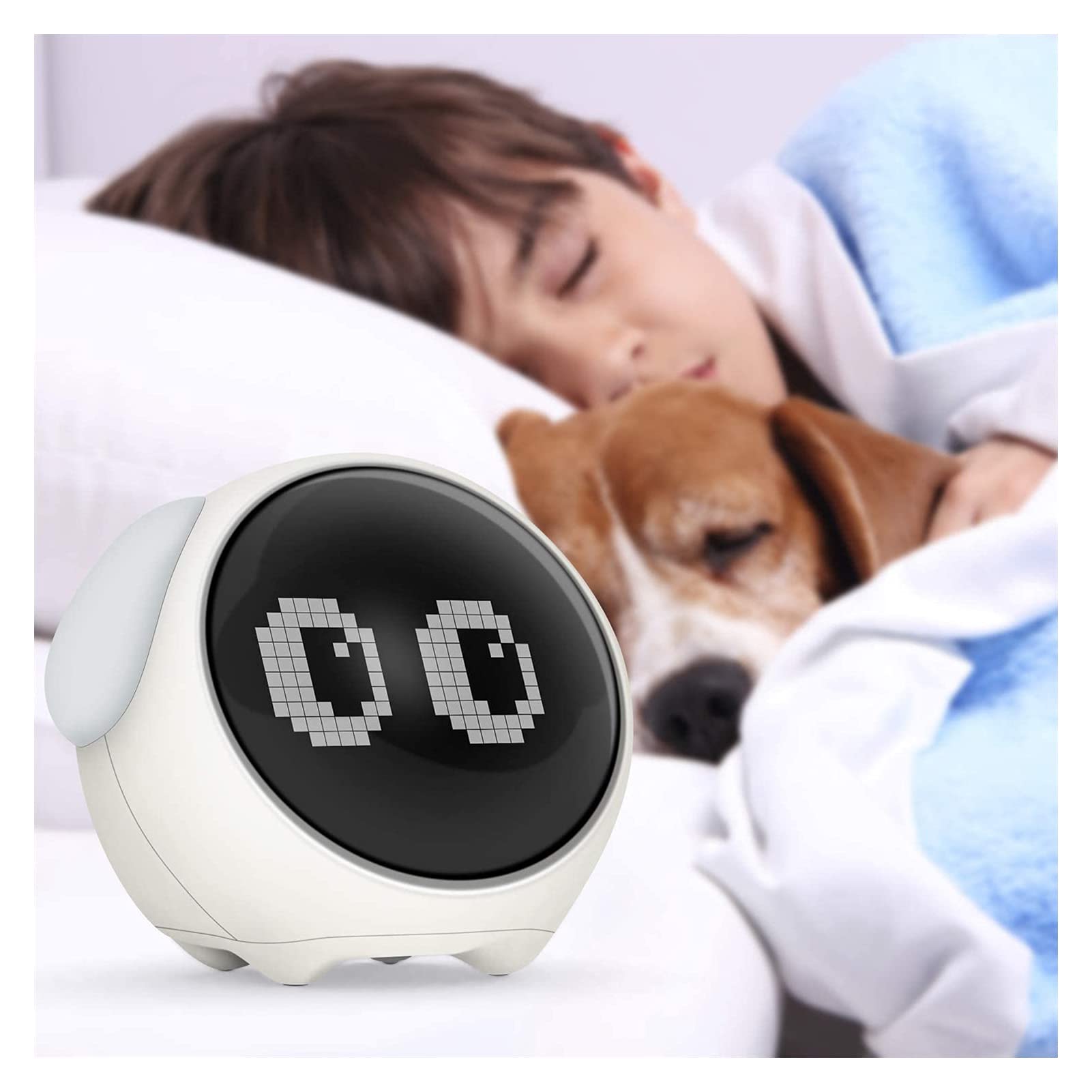 WTL Despertador Niños Reloj de alarma digital, Lindo Reloj de alarma para niños, Traer 2 Relojes de alarma, 5Voices, Función de Snooze, Fecha, Temperatura, 12/24 horas, Reloj infantil con la luz de no