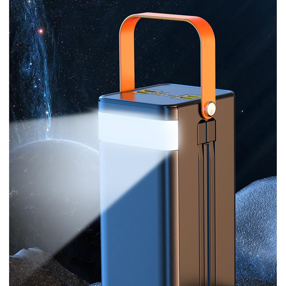 Szybkie ładowanie 22,5 W, 80000 mAh, powerbank USB C, z 7 wyjściami i 3 wejściami zewnętrznymi akumulatorami do telefonu komórkowego (rozmiar: czarny, kolor: 60000 mAh)