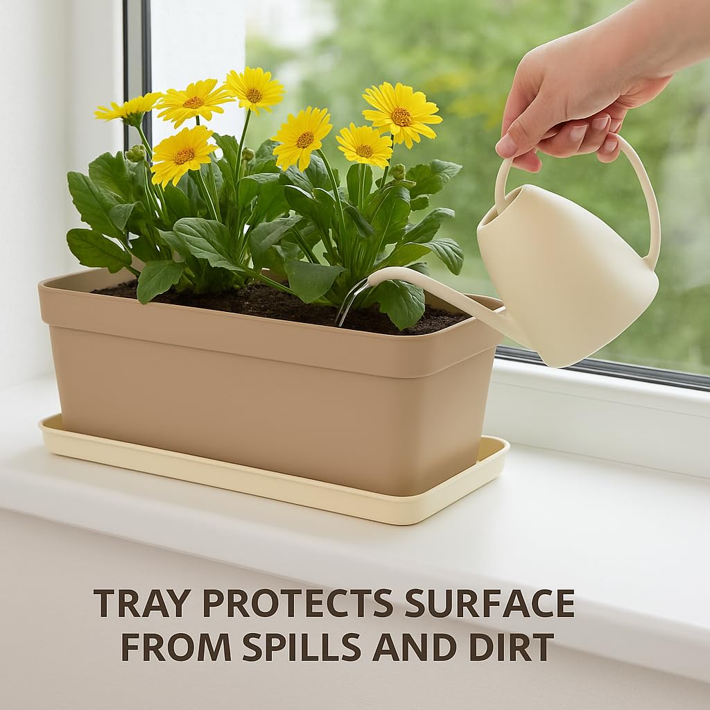 Soucoupe Rectangulaire Soucoupes Rectangulaires Pots De Fleurs - Lot De 5 - Veesper - Noir - 40,4x15x1,8 Cm - Intérieur/extérieur Soucoupes Pots De Fleurs