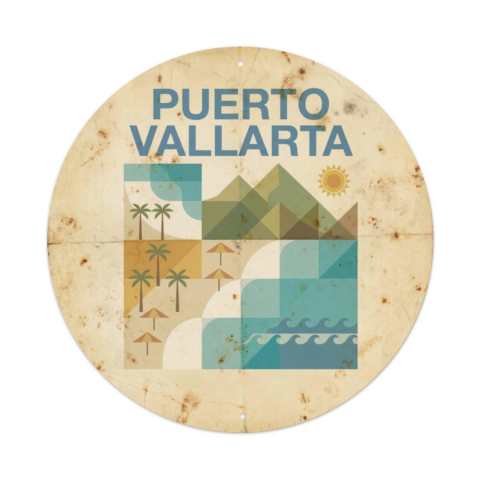Puerto Vallarta Island Gateway Clean Graphic Metal Tin Sign