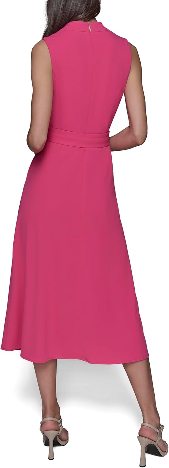 Karl Lagerfeld Womens Light Belted Sleeveless Midi Dress - Image 4