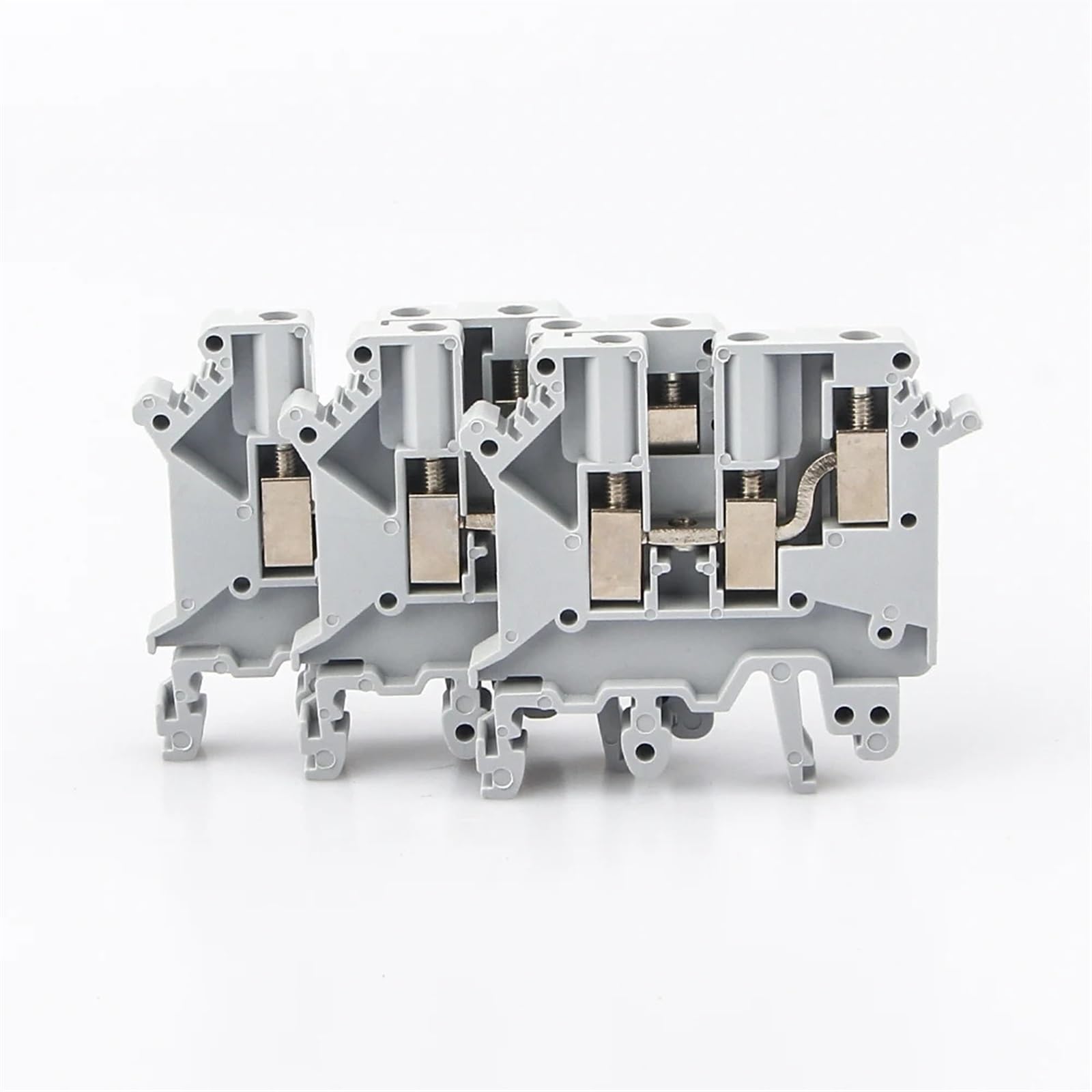 50Pcs UK-5-TWIN Din Rail Terminal Block One in Two Out Multi Conductor UK5 3 Conductors Screw Connection Wire Conductor