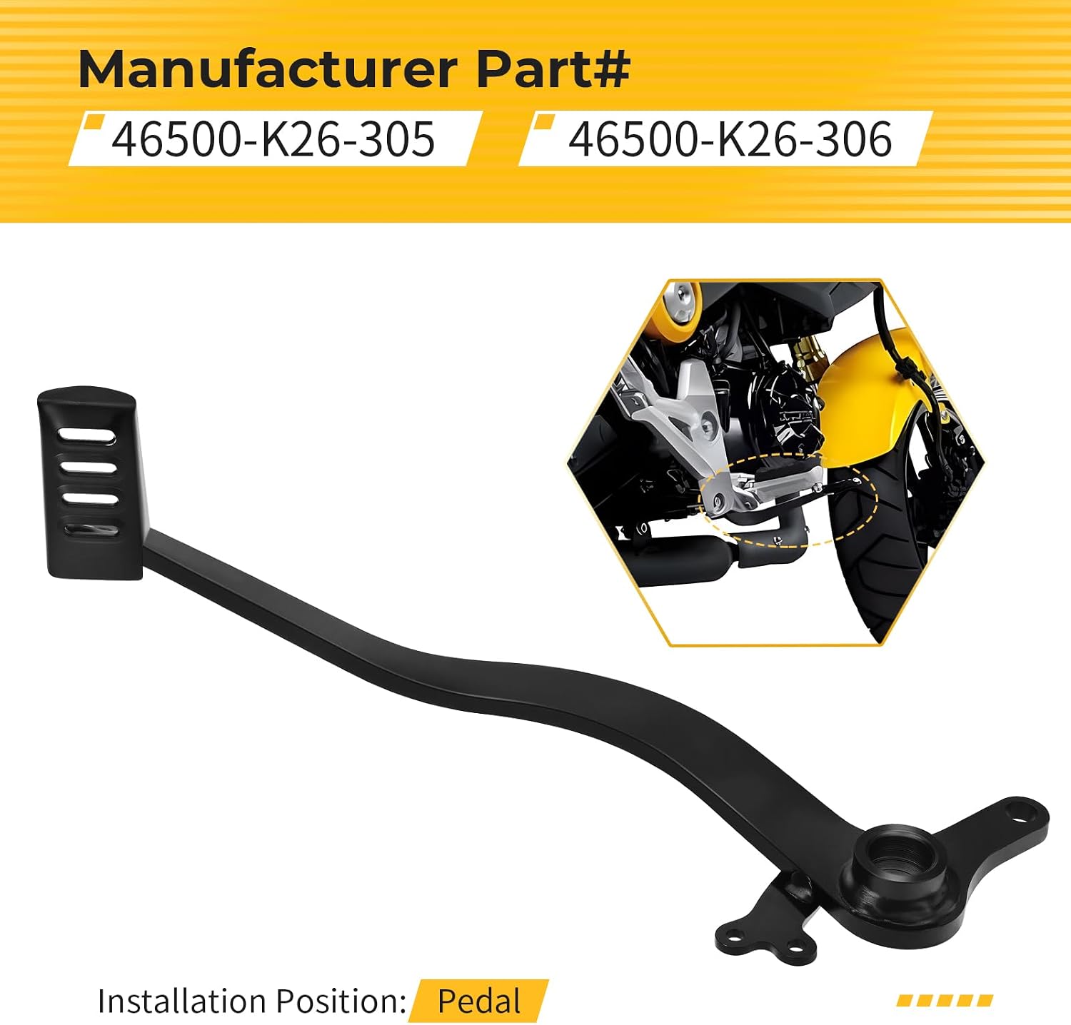 M MATI Rear Brake Foot Pedal for Honda Grom 125 2014-2015 2017-2018 46500-K26-305 46500-K26-306