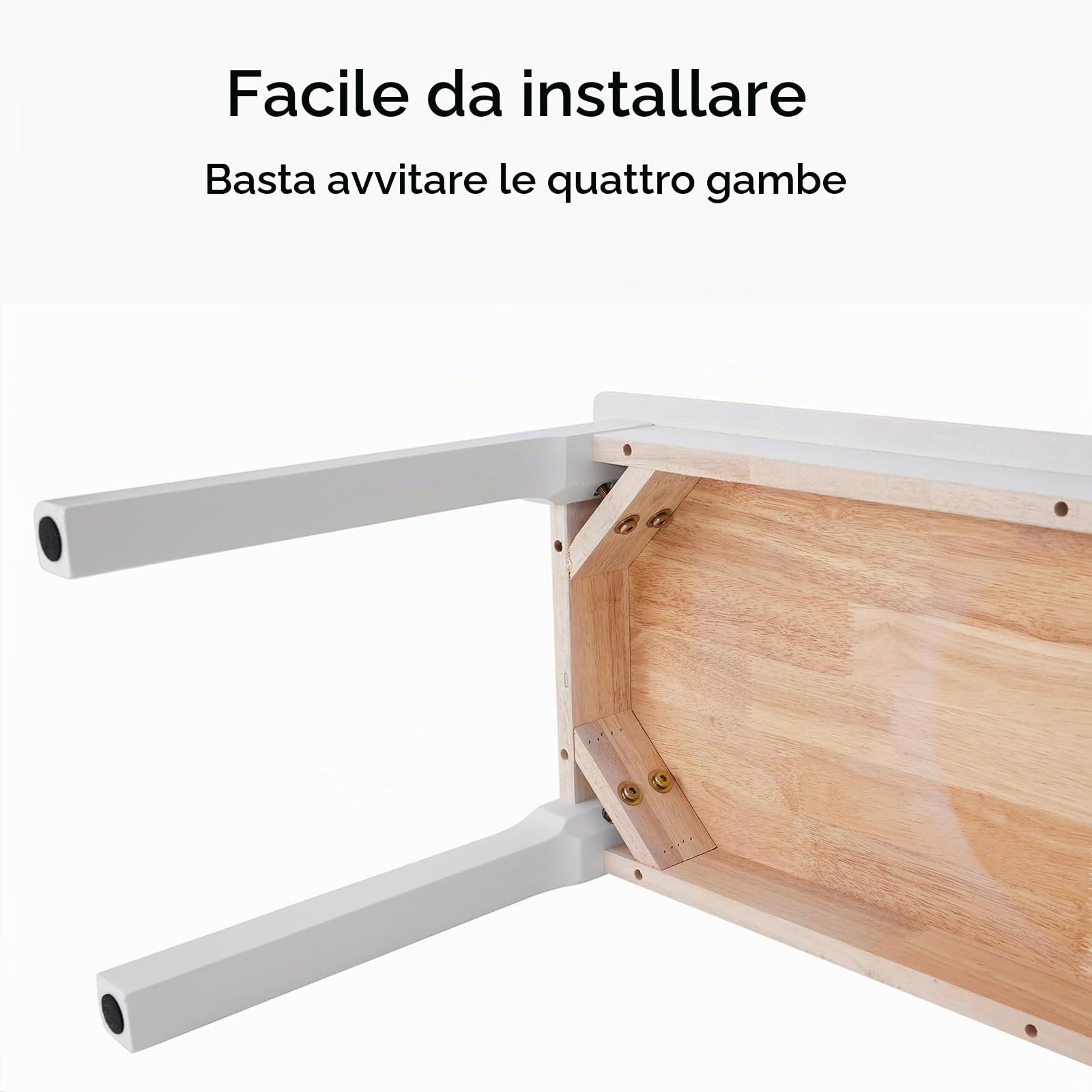 Panca in legno di quercia massiccio, per camera da letto, casa, tavolo da pranzo, 120 x 36 x 40 cm, bianco