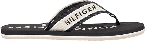 Tommy Hilfiger Men's Sporty Hilfiger Beach Sandal FM0FM05805 Flip Flops, BLACK (Black), 9 - 6