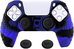 eXtremeRate PlayVital Ergonomic Soft Silicone Controller Skin, Anti-Slip Protector Case Cover for ps5 Controller with Thumb Grips, Guardian Edition, Black